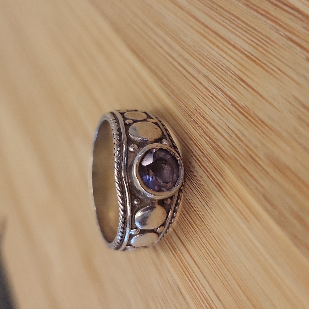 Vintage Sterling Silver Amethyst Stone Ring